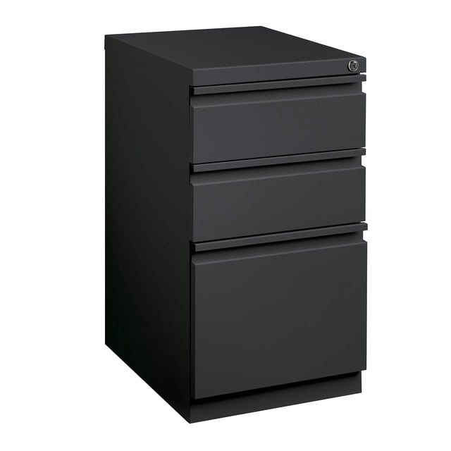 Office Dimensions 20 Inch Deep Metal 3 Drawer Box-File with Full Pull, for Home and Office, Holds Letter Width Hanging Folders Mobile Pedestal, 20-Inch, Charcoal