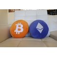 thumbnail image 2 of Bitcoin Pillow - Embroidered Round Stuffed Plush Crypto Pillow by BlockCraft.Shop BTC Plush Pillow, 2 of 5