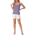 thumbnail image 2 of Camisetas sin mangas de mujer INSPIRE CHIC, pijamas de capa base, tirantes de espagueti, tops de tanque de sueño en V, color púrpura, 2 of 6