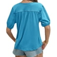 thumbnail image 5 of Summer Short Sleeve Women V Neck Solid Puff Sleeve T Shirt, 5 of 6