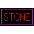 thumbnail image 1 of Stone Rectangle Purple LED Neon Sign 20" Tall x 37" Wide - inches Black Square Cut Acrylic Backing, with Dimmer - Premium built indoor Sign for Storefront, Store interior, Exhibition, Decor., 1 of 7