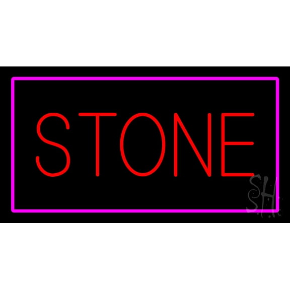 Stone Rectangle Purple LED Neon Sign 20" Tall x 37" Wide - inches Black Square Cut Acrylic Backing, with Dimmer - Premium built indoor Sign for Storefront, Store interior, Exhibition, Decor.