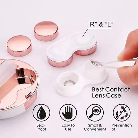 MapleMart Contact Lens Case with Cleaner Washer Travel Size Cute Colored Contact Lenses Applicator Removal Tool Kit with Mirror Solution Bottle for Daily Ou