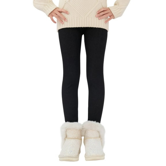 Girls' Fleece Lined Leggings Winter Velvet Pants Thick and Warm