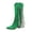 Green, variant on Women's Fringe Western Cowboy Boots Wide Calf Low Heel Fashion Studded Riding Booties