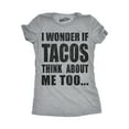 thumbnail image 1 of Womens I Wonder If Tacos Think About Me Too Funny Taco Tuesday Sarcastic Cool (Light Heather Grey) - XL, 1 of 3