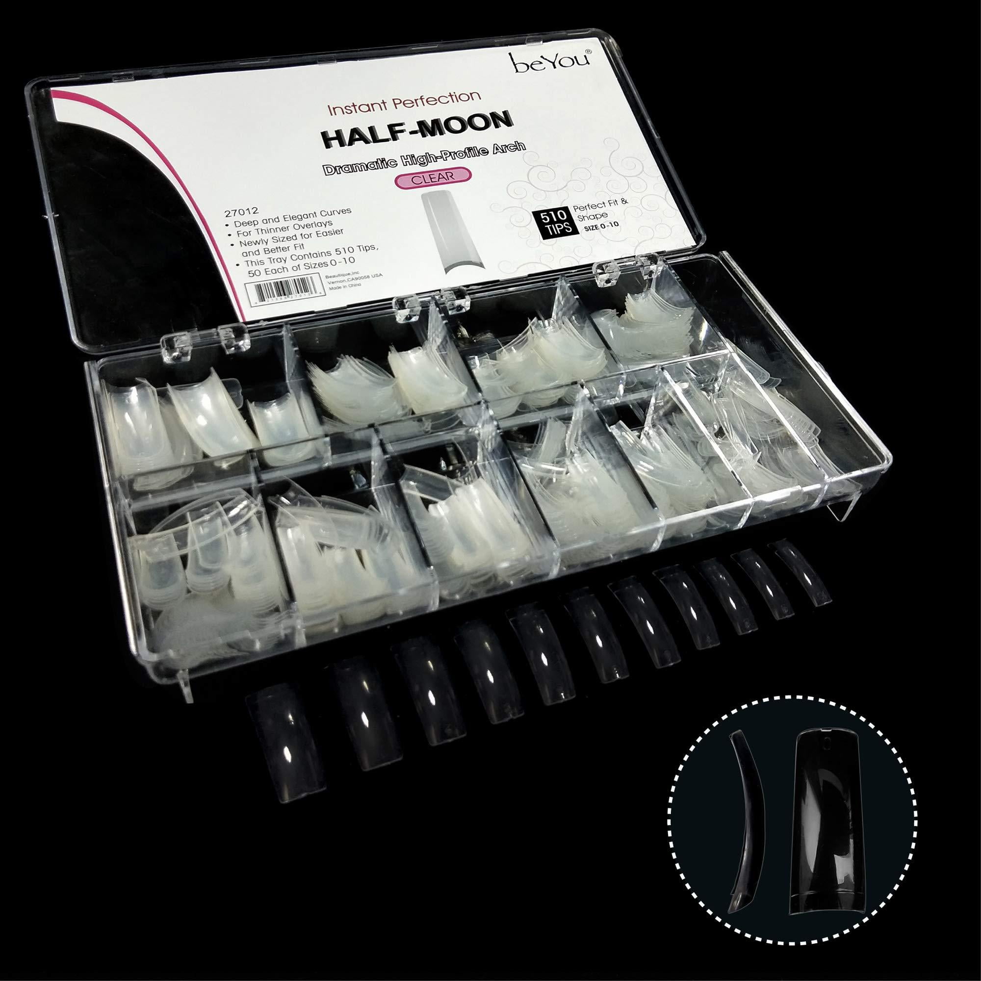 beYou Clear Half-moon 500 Artificial Fake Nail Tips 11Sizes With Clear Plastic Case for Nail Salon Nail Shop 11 Sizes Images beYou Clear Half-moon 500 Artificial Fake Nail Tips 11Sizes With Clear Plastic Case for Nail Salon Nail Shop 11 Sizes