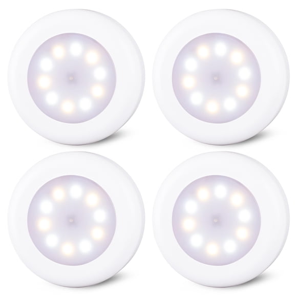 Luces Push Tap con forma de estrella, 4 unidades, 8 cm, 3 modos de color
