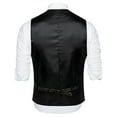thumbnail image 3 of Donemore Men's Single-Breasted V-Neck Suit Vest Waistcoat Medieval Punk Style Vintage Style Metal Button Slim-Fit Casual Mens Top, 3 of 5