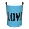 thumbnail image 2 of YFYANG Waterproof Laundry Hamper, Lake Blue Romantic Love Laundry Basket Oxford Fabric with Handle Foldable, S, 2 of 8