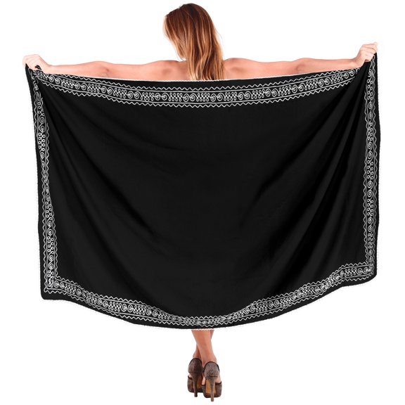 HAPPY BAY Women's Tie Pareo Wrap Beach Sarong Long Cover ups One Size Jade, Embroidery