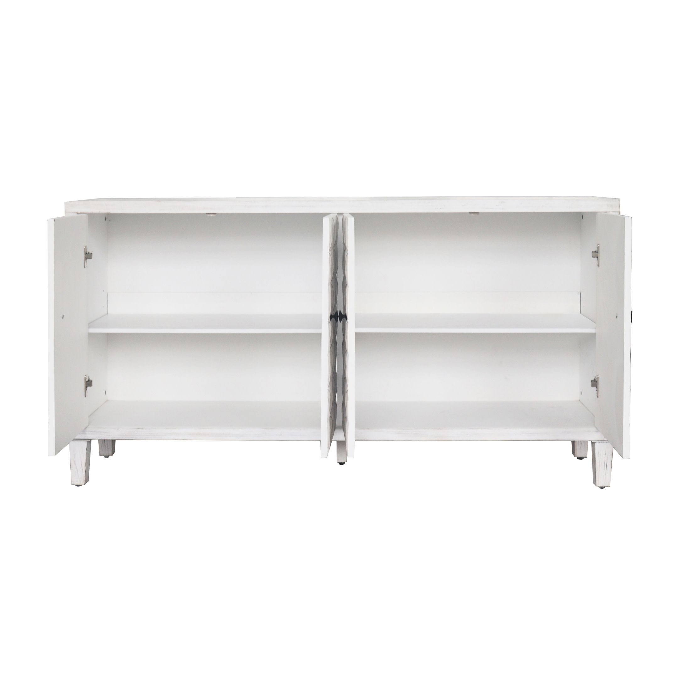 Noble House Shabby Chic Accent Cabinet, 4 Doors with Adjustable Shelves, for Living Room, Dining Room, White Washed
