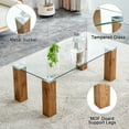 thumbnail image 7 of Fulvari Accent Rectangular Glass Coffee Table, Tea Table with Glass Tabletop and Solid Wood Legs for Office Cafe Living Room, 7 of 7
