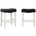 thumbnail image 5 of Polytrends Jameson Upholstered Polyester Antique White 24 Inch Counter Stool (Set Of 2) Antique White/Black Wood Rubberwood Footrest Leather Glam, 5 of 5