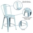 thumbnail image 6 of Flash Furniture Blake Commercial Grade 4 Pack 24" High Distressed Green-Blue Metal Indoor-Outdoor Counter Height Stool with Back, 6 of 13