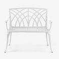 thumbnail image 2 of Zimtown Garden Patio Bench with Orchid Back , Aluminum Bench Chair For Backyard & Porch & Path, 38'' White, 2 of 12