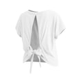 thumbnail image 5 of Cilsoka Womens Open Back Workout Crop Tops V Neck Short Sleeve Athletic Shirts Tie Back Oversized Gym Running Yoga Tee, 5 of 6