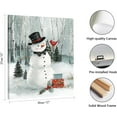 thumbnail image 3 of Christmas Canvas Wall Art Decor: Snowman and Cardinal Pictures Prints, Winter Decorations Paintings Posters Artwork Indoor Framed 12"x15", 3 of 6