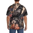 thumbnail image 3 of Xecao Moonlit Crow Blossoms Men's Casual Short-sleeved Shirt, a button-up collared shirt with a pocket-3X-Large, 3 of 5