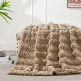 thumbnail image 5 of Home Soft Things Line Drawing Faux Fur Throw Blanket with Micromink Back, Luxury Soft Cozy Plush Fluffy Fuzzy Reversible Thick Warm Throw Blanket, 50x60 inches, Light Taupe, 5 of 10