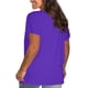 thumbnail image 3 of Blusas Umfun para mujer, color liso, cuello redondo, manga corta, blusa informal versátil, color morado, talla M, 3 of 4