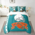 thumbnail image 2 of Castle Fairy Sport Rugby Football Twin Bedding Sets 7-Piece for Female Men Adults,Ball Gamer Bedding Comforter Set Microfiber,Teal Orange Breathable Sheet Sets,Ultra Soft Home Decor,Reversible, 2 of 8