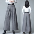 thumbnail image 5 of Pantalones anchos de lana de otoño, pantalones culottes casuales plisados para mujer, pantalones rectos, pantalones de pierna ancha, 5 of 5