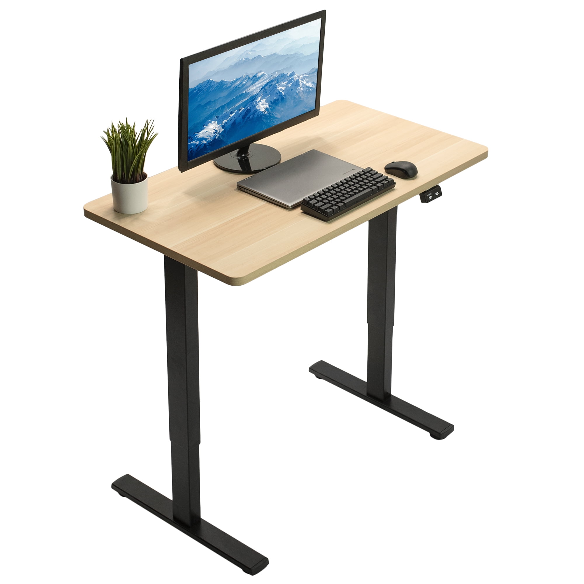 VIVO White Electric 43" x 24" Stand Up Desk Workstation3 Section Table Top 
