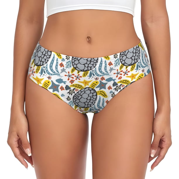 Fotbe Sea Turtle Calzones Estampados para Mujer – Ropa Interior de Algodón, Cómoda, Suave y Elástica-Large