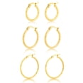 thumbnail image 1 of JeenMata Juego de 3 Aros de Joyería Esenciales para Mujer Chapados en Oro Amarillo, 1 of 5