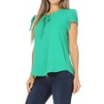 thumbnail image 2 of Women's Casual Petal Sleeve Blouse with Ribbon Tie and Keyhole Neckline, 2 of 6