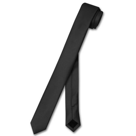 - Vesuvio Napoli Narrow NeckTie Extra Skinny BLACK Color Men's Thin 1.5