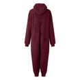 thumbnail image 5 of BiZtdJrK Plus Size Fleece Jumpsuit for Women Fuzzy Sherpa Drawstring Hooded Romper Pajama Long Sleeve Warm Winter Onesie Sleepwear Wine S, 5 of 7
