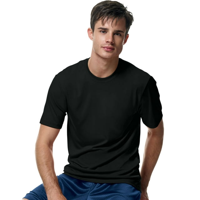 Hanes Cool DRI T-Shirt Sans Étiquette pour Homme, 3TG, Noir