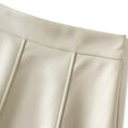 thumbnail image 3 of Fgnfyis Leather Skirt Women's High Waist Wide Swing Umbrella Skirt Pleated A-line Skirt PU Leather Beige M, 3 of 6