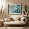 thumbnail image 3 of Leafy Elegance Modern Nature Art Teal 01 - Painting Black Framed Wall Art Print 16 x 24 inches, 3 of 4