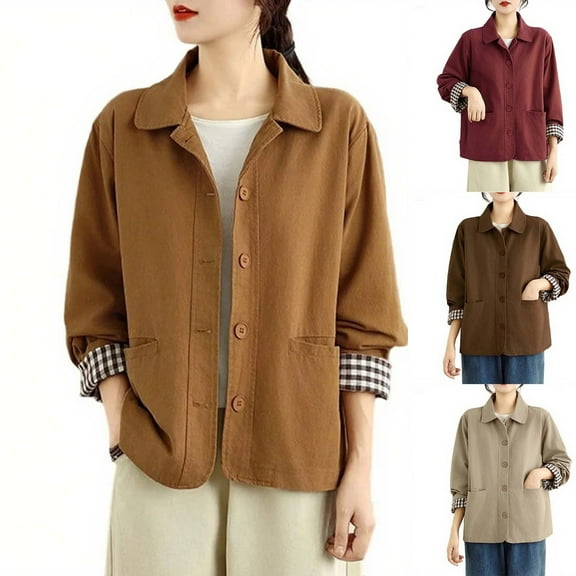 Bixock Women Clothes Outerwear Fall and Winter Notched Lapel Jacket Top