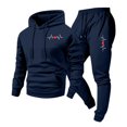 thumbnail image 2 of Men's Sweatpant Sets 2 Piece Hoodie Sweatsuits Love Heart Printed Valentines Day Suits Casual Jogging Outfits (M, Navy #A), 2 of 6