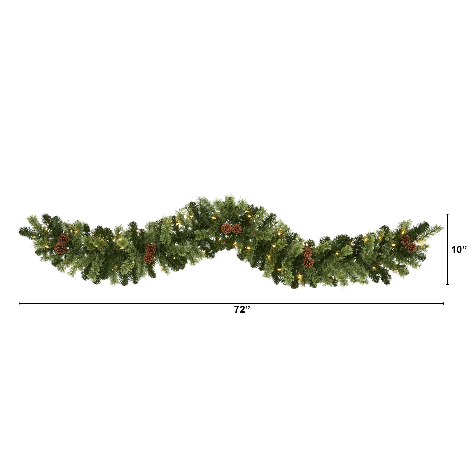 Nearly Natural 6ft Christmas Artificial Garland w/50 Clear LED Light