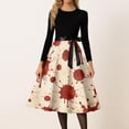 thumbnail image 4 of Halloween Costumes Long Sleeve Dresses for Women Party Vintage Pumpkin A Line Halloween Floral Printed Clothing Complexion L, 4 of 6