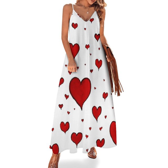 Vestido sin mangas con estampado de corazón de San Valentín Ropa estética vestidos mujer verano
