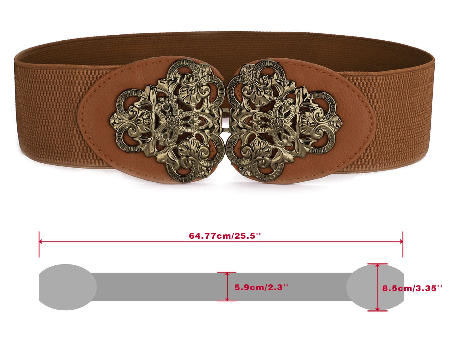 Femmes stretch Cinch boucle verrouillage ceinture élastique large en cuir à la ceinture 