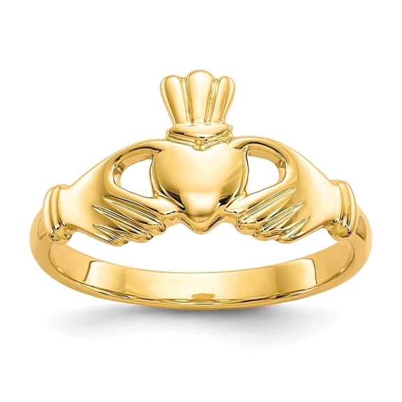 Diamond2Deal Mother's Day Gift 10K Yellow Gold Polished Claddagh Ring for Women Size 6.5