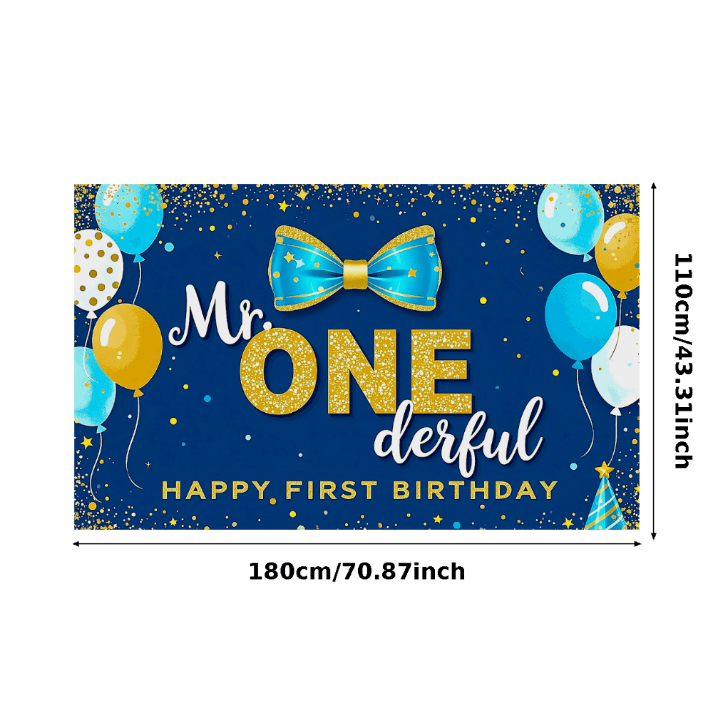 ZGDEIWGF Couronne Et Fanion 1er Anniversaire – Bleu Et Blanc – Déco Fête Et Accessoire Photo Pour Bébé