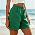 thumbnail image 4 of Womens Cotton Shorts High Waisted Comfy Athletic Solid Shorts with Pockets Loose Fit Daily Shorts, 4 of 6