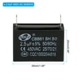 thumbnail image 2 of Uxcell CBB61 Ceiling Fan Capacitor for range hood fans 5 Pcs 2.5uF 450V AC 50/60HZ with 2 Pins 1.48 x 1.13 x 0.98 inch, 2 of 6