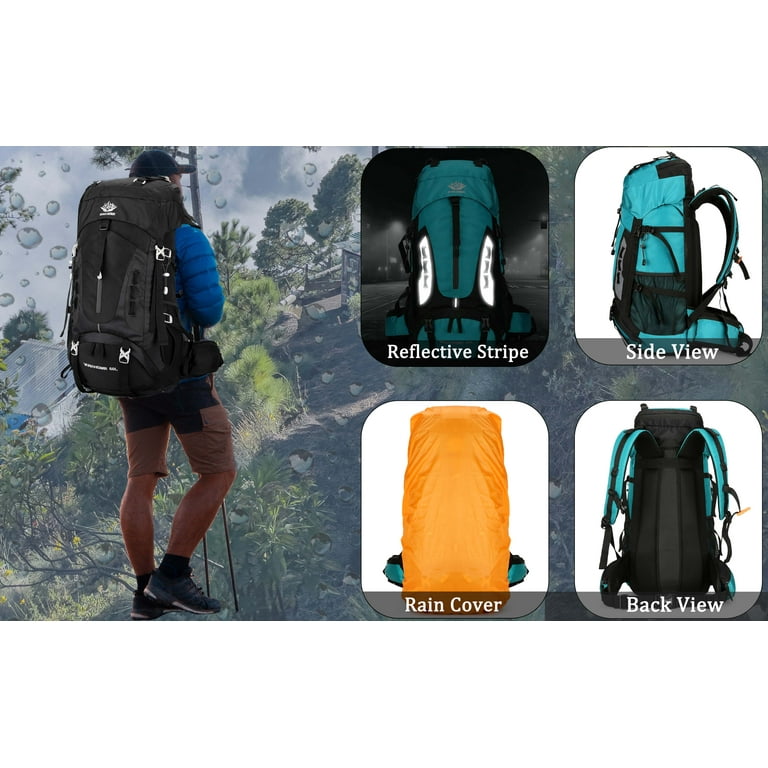 60L Travel Hiking Camping Backpack with Rain Cover,Backpack Water Resistant,Traveling  Backpack for Men Women - Walmart.com