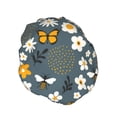 thumbnail image 2 of Kdxio Flowers and Bee Print Shower Cap for Women,Elastic and Reusable,Double Waterproof Layers Bathing Hat, 2 of 9