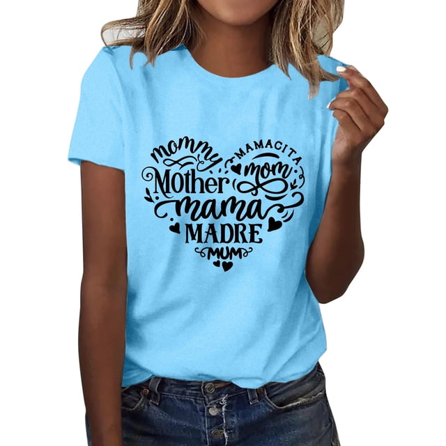 TechWave Fête des Mères Haut d'Entraînement à Manches Longues pour Femmes Chemises de Sport C2 Chemises Décontractées Imprimées Col Rond Tunique Blouse