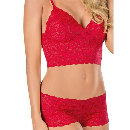Fymall Women s Plus Size Lingerie Lace Push Up Underwear Bra + Briefs Set